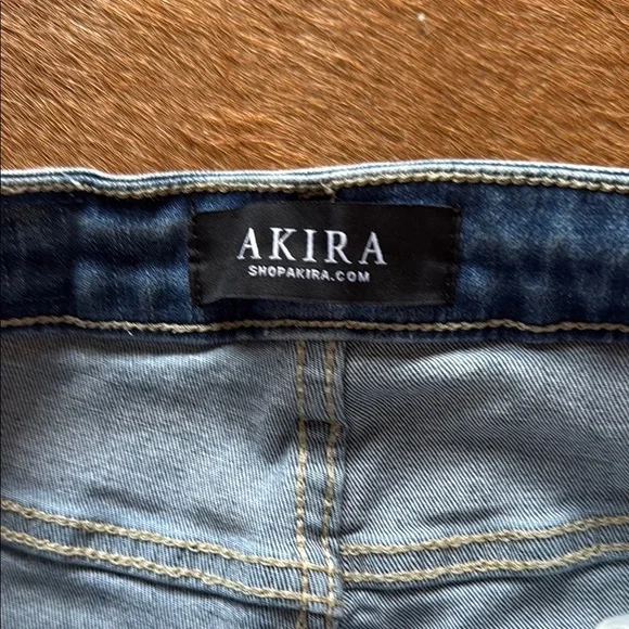 AKIRA Blue Straight Leg Distressed Jeans - Picture 4 of 12